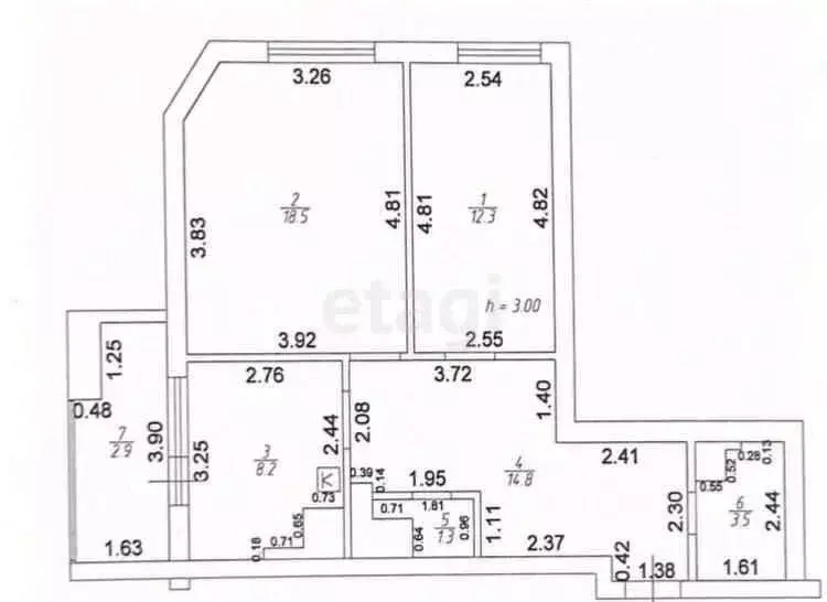 2-к кв. Татарстан, Казань ул. Фатыха Карима, 20 (60.0 м) - Фото 1