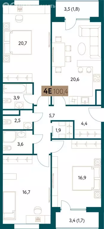 4-комнатная квартира: Москва, Винницкая улица, 8к4 (100.5 м) - Фото 0