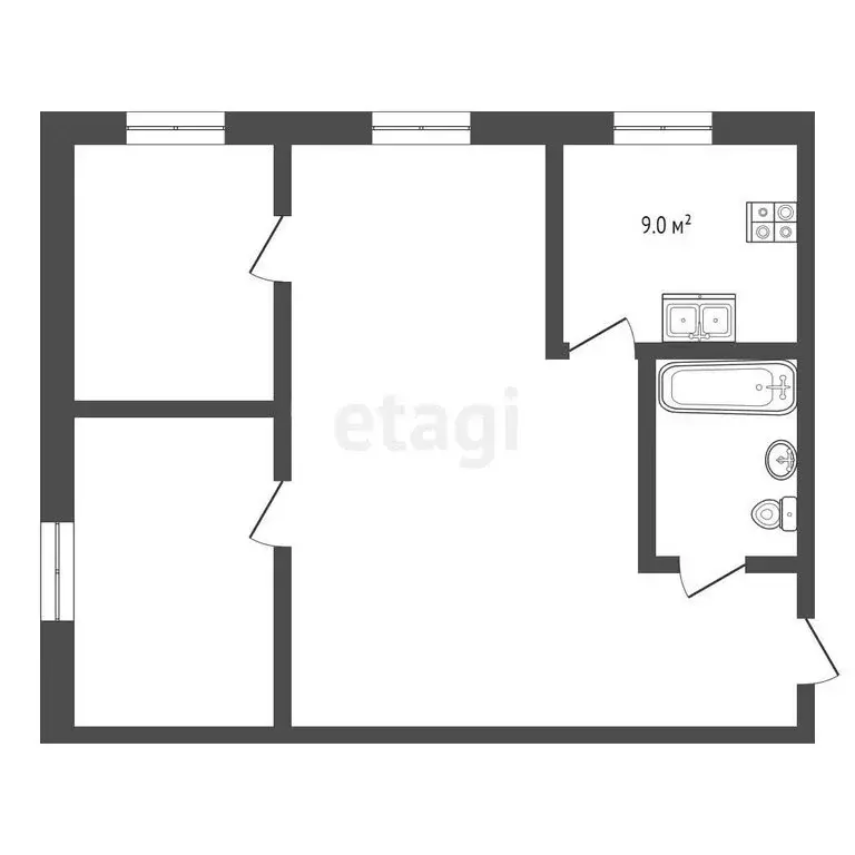 2-комнатная квартира: Елизово, улица Беринга, 10 (41.2 м) - Фото 0
