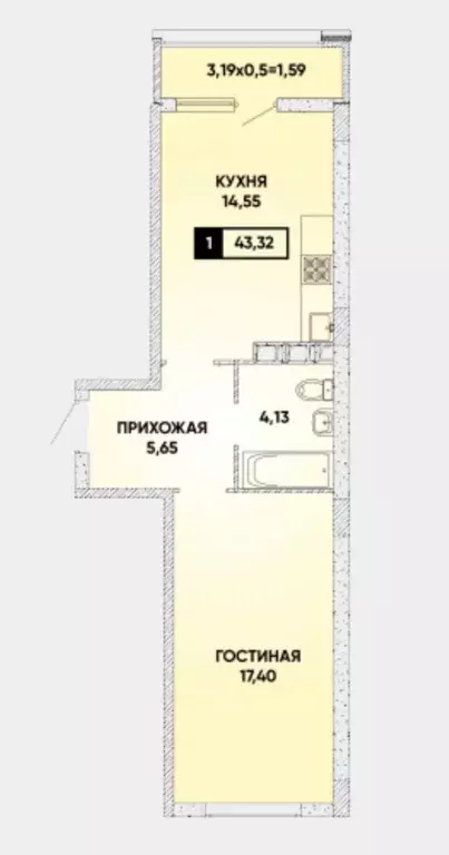 Продаётся 1-к квартира, 44.7 м - Фото 0