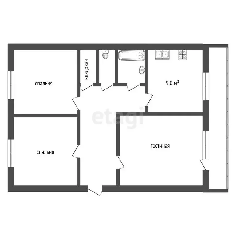 3-комнатная квартира: Балашов, Фестивальная улица, 17 (57.2 м) - Фото 1
