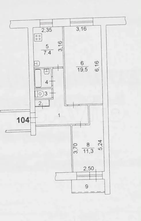 2-к. квартира, 50,2 м, 9/9 эт. - Фото 0