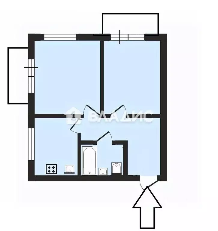2-к кв. Владимирская область, Владимир ул. Белоконской, 13б (43.1 м) - Фото 2