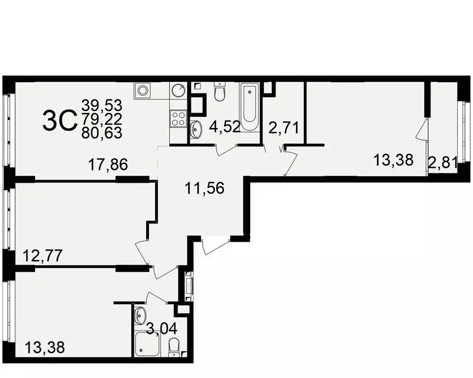 3-к кв. Рязанская область, Рязань Аура жилой комплекс (79.22 м) - Фото 1