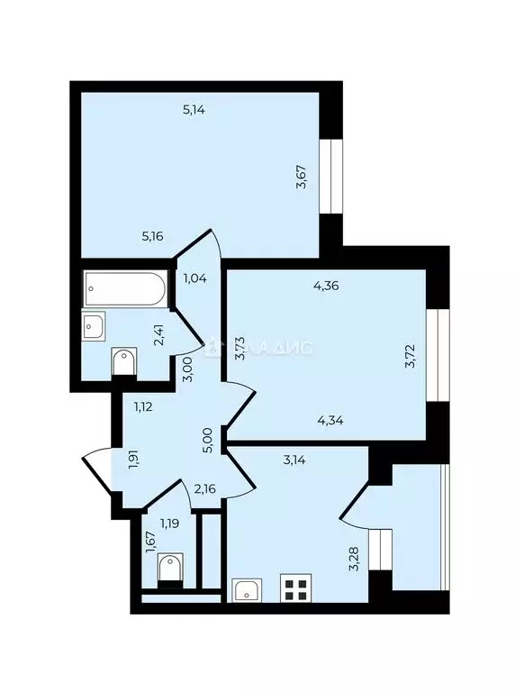 2-комнатная квартира: Москва, 3-й Новомихалковский проезд, 8/1 (60.5 ... - Фото 1