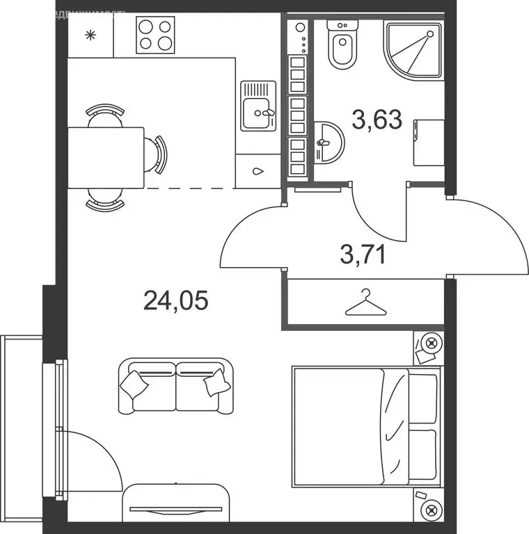 Квартира-студия: Ленинградская область, Гатчинский муниципальный ... - Фото 2
