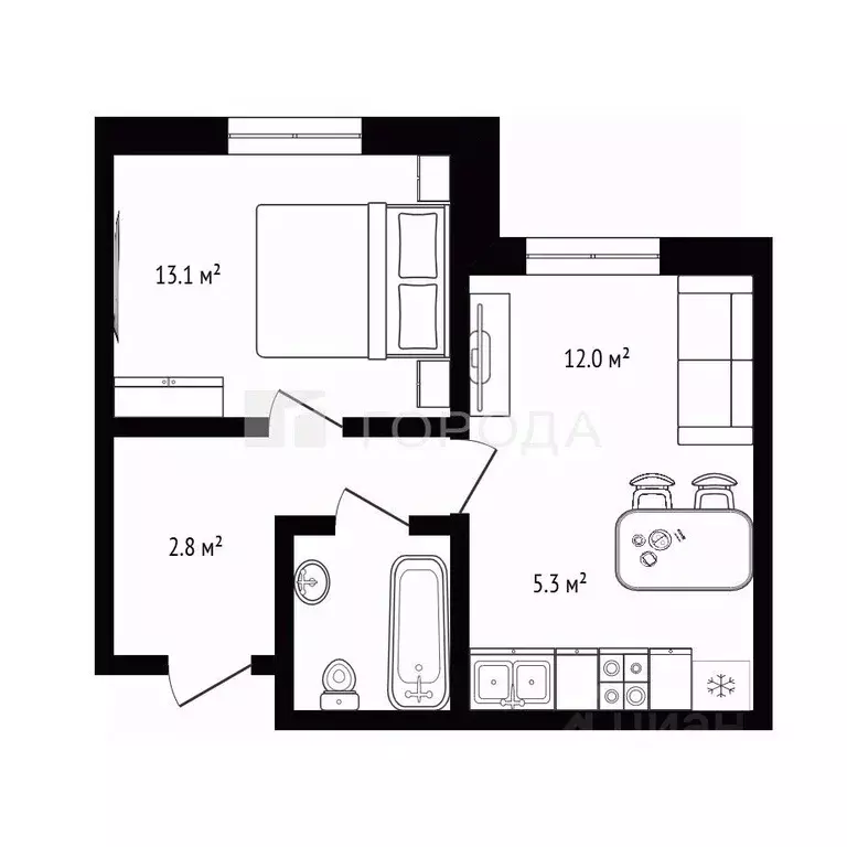 2-к кв. Новосибирская область, Новосибирск ул. Титова, 232/3 (40.8 м) - Фото 1