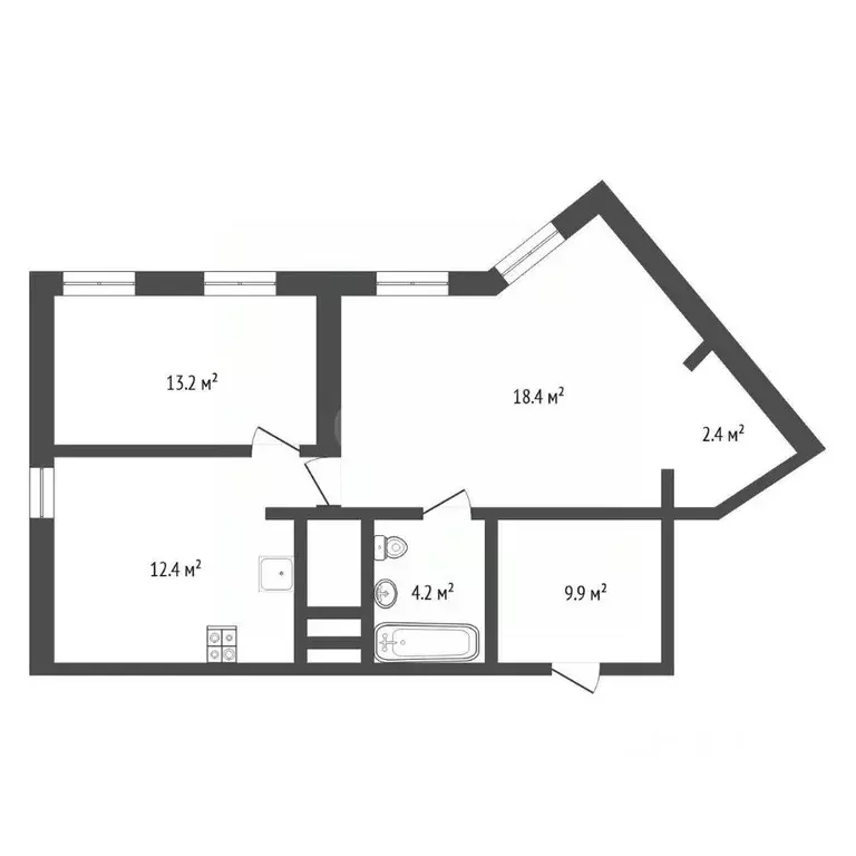 2-к кв. Тюменская область, Тюмень ул. Республики, 204к13 (60.9 м) - Фото 1