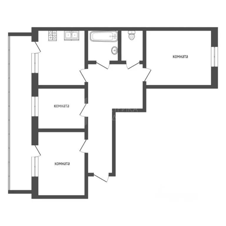 3-к кв. Тюменская область, Тюмень ул. Дмитрия Менделеева, 12 (87.5 м) - Фото 1