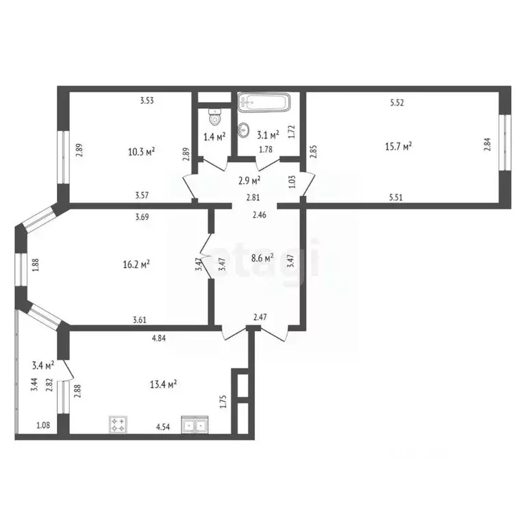 3-к кв. Орловская область, Орел Наугорское ш., 96 (71.6 м) - Фото 1