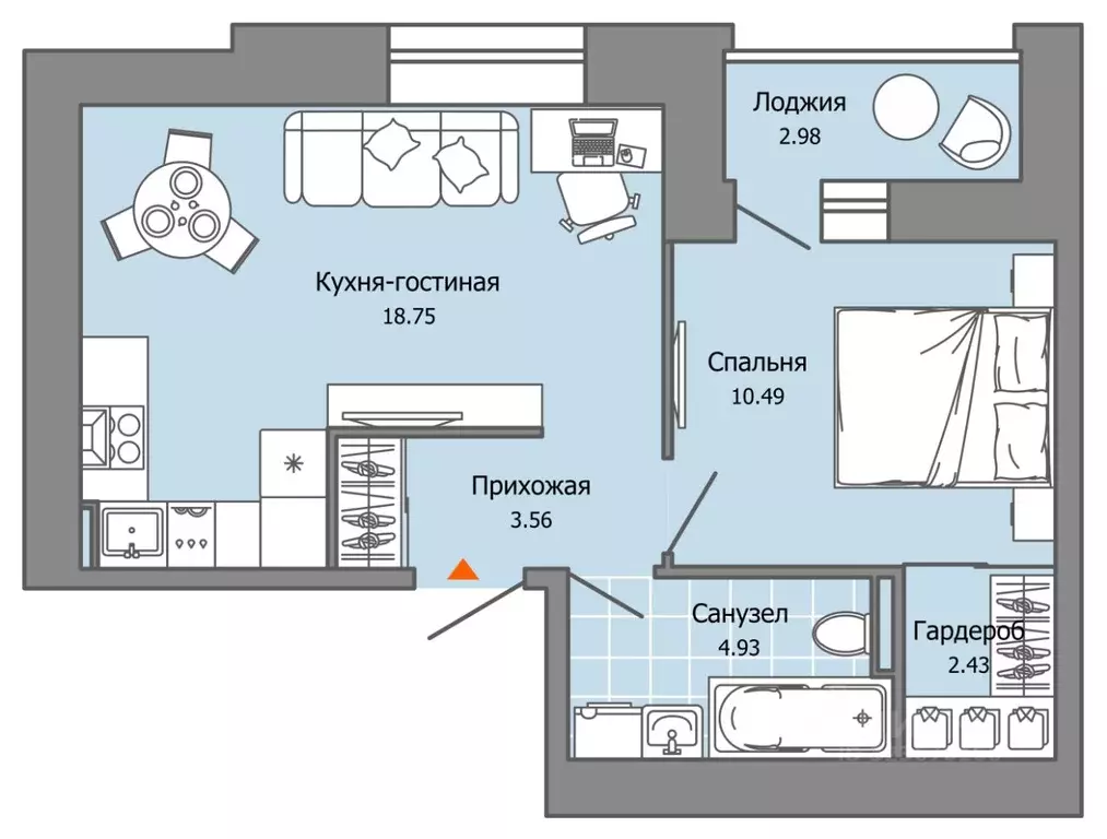 1-к кв. Пермский край, Пермь ул. Дзержинского, 35А (42.0 м) - Фото 2