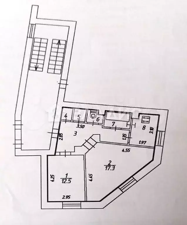 2-к. квартира, 52,1 м, 2/5 эт. - Фото 0