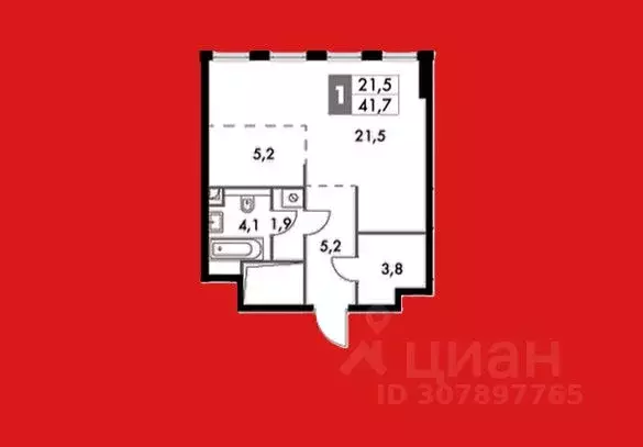 Студия Москва Сидней Сити жилой комплекс, к5/1 (40.0 м) - Фото 0