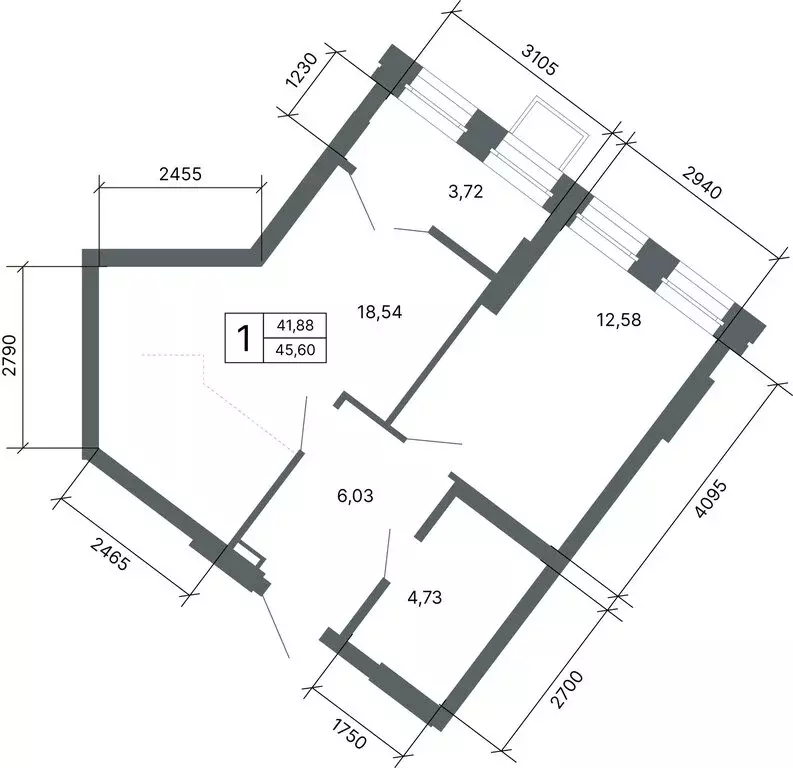 1-комнатная квартира: Екатеринбург, улица Мира, 47/6 (45.4 м) - Фото 2