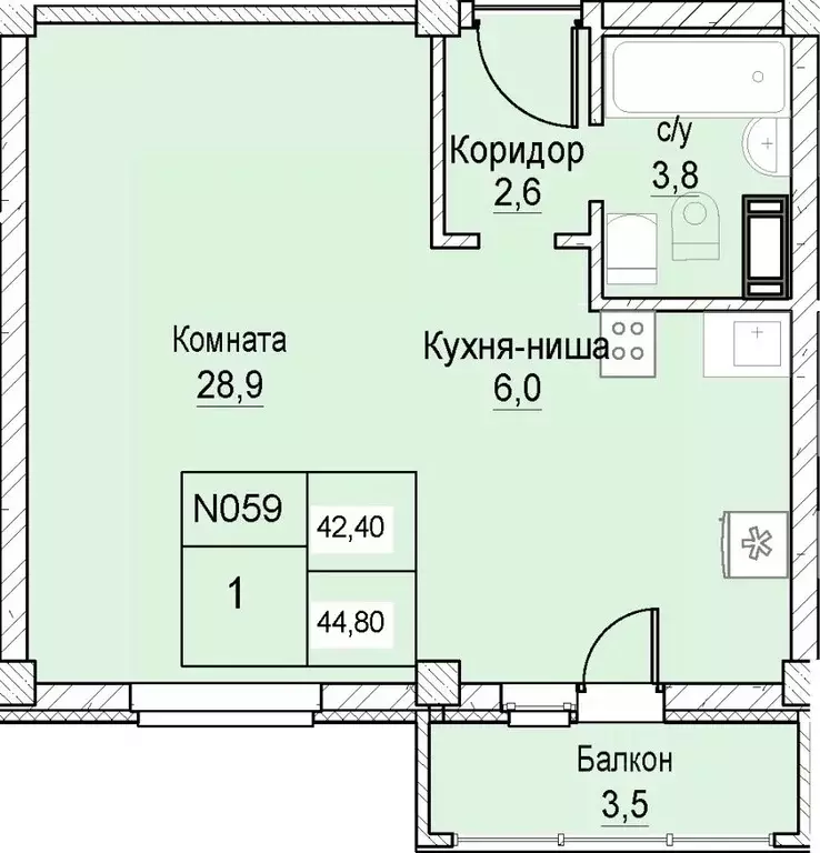 1-к кв. Нижегородская область, Нижний Новгород ул. Июльских Дней (42.4 ... - Фото 0