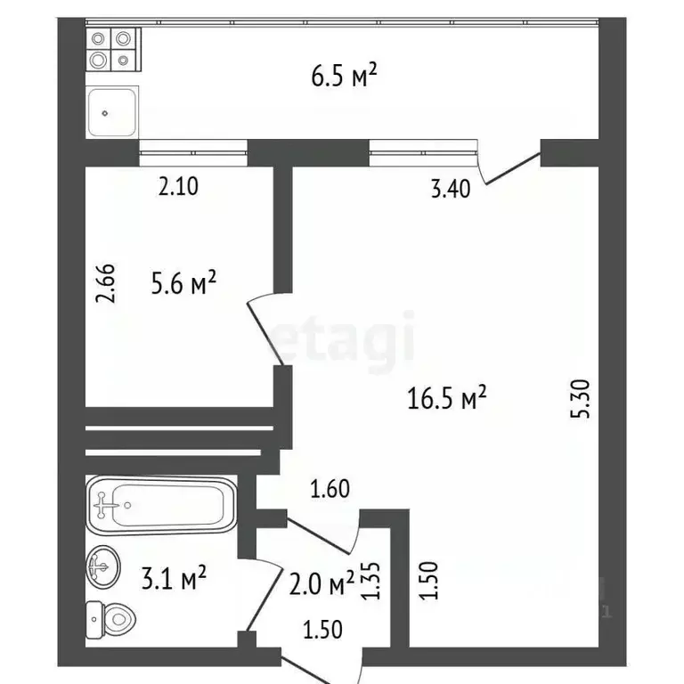 2-к кв. Ростовская область, Ростов-на-Дону просп. Шолохова, 264/2 ... - Фото 2