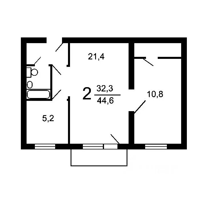 2-к кв. Москва ул. Богданова, 14 (43.0 м) - Фото 1