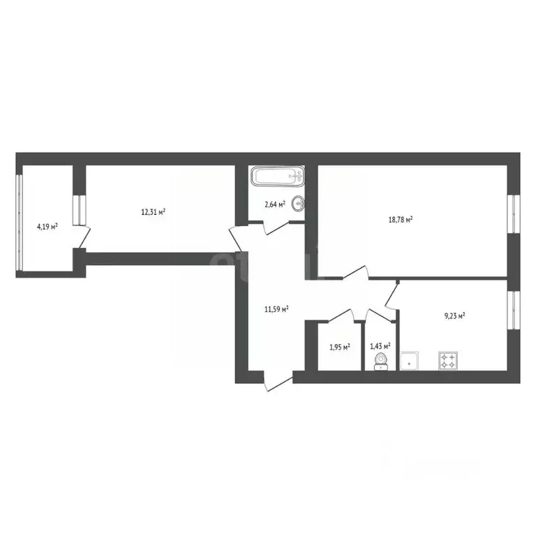 2-к кв. Башкортостан, Уфа ул. Летчиков, 1/9 (61.1 м) - Фото 2