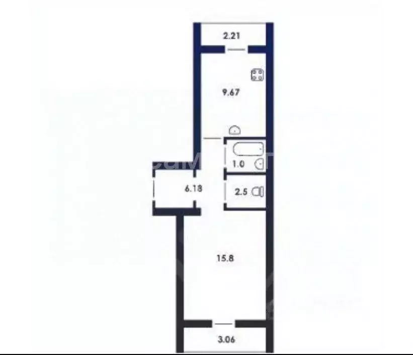 1-к кв. Липецкая область, Липецк ул. Сергея Казьмина, 5 (40.0 м) - Фото 2