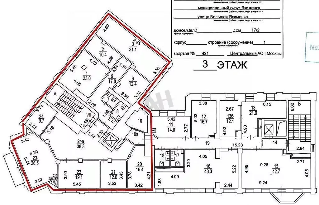 Офис в Москва ул. Большая Якиманка, 17/2С1 (215 м) - Фото 2