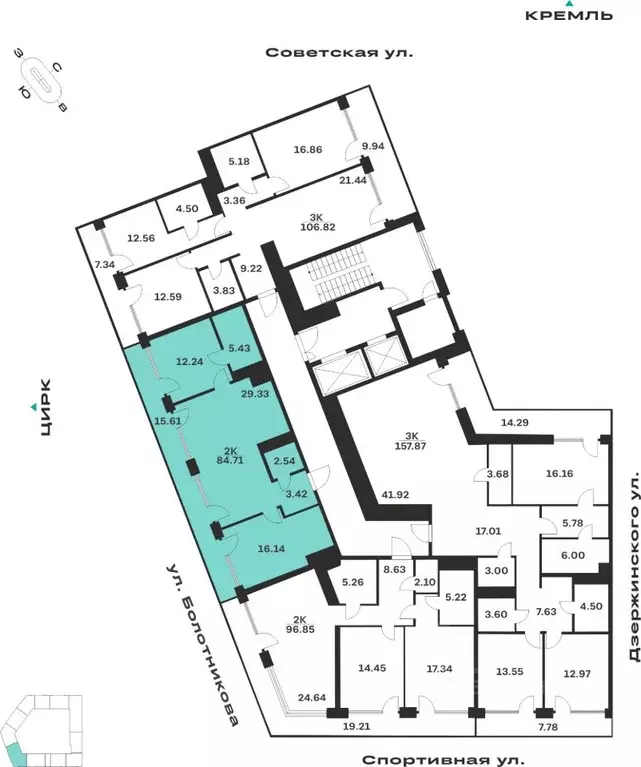 2-к кв. Тульская область, Тула ул. Болотникова, 4 (84.71 м) - Фото 2