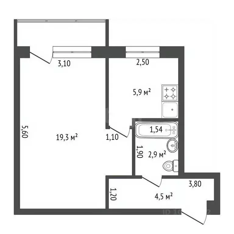 1-к кв. Башкортостан, Уфа Борисоглебская ул., 4 (32.5 м) - Фото 2