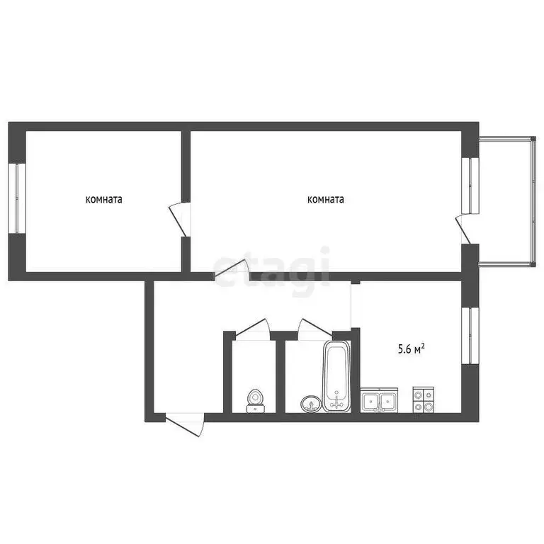 2-комнатная квартира: Великий Устюг, улица Виноградова, 68 (45.3 м) - Фото 0