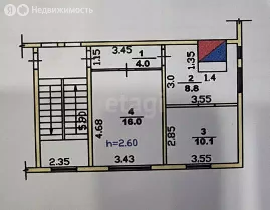 2-комнатная квартира: Абакан, улица Суворова, 81 (38.9 м) - Фото 1