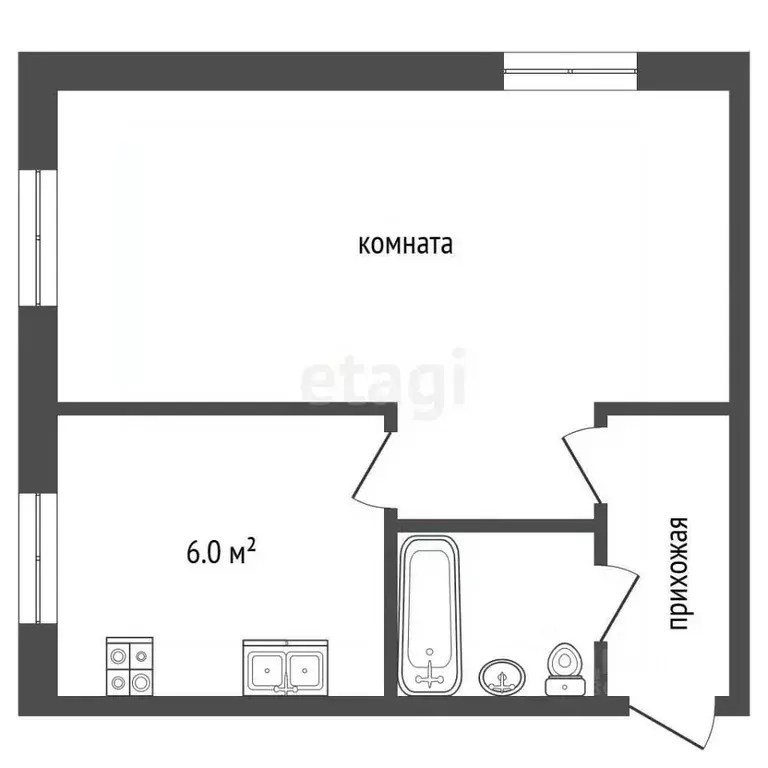 1-к кв. Московская область, Клин Бородинский проезд, 6 (30.3 м) - Фото 2