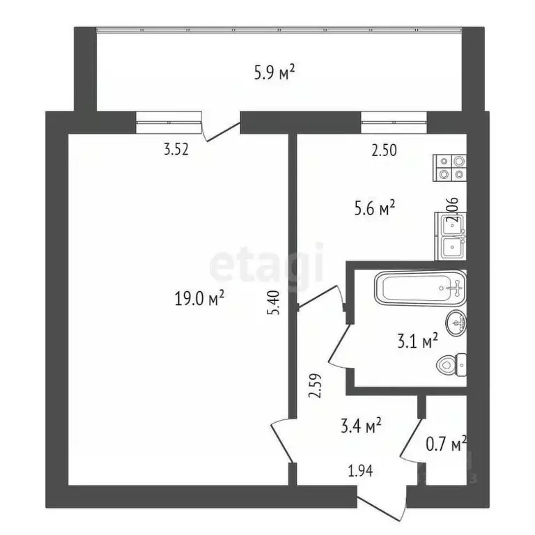 1-к кв. Крым, Евпатория ул. Полупанова, 40 (31.8 м) - Фото 1