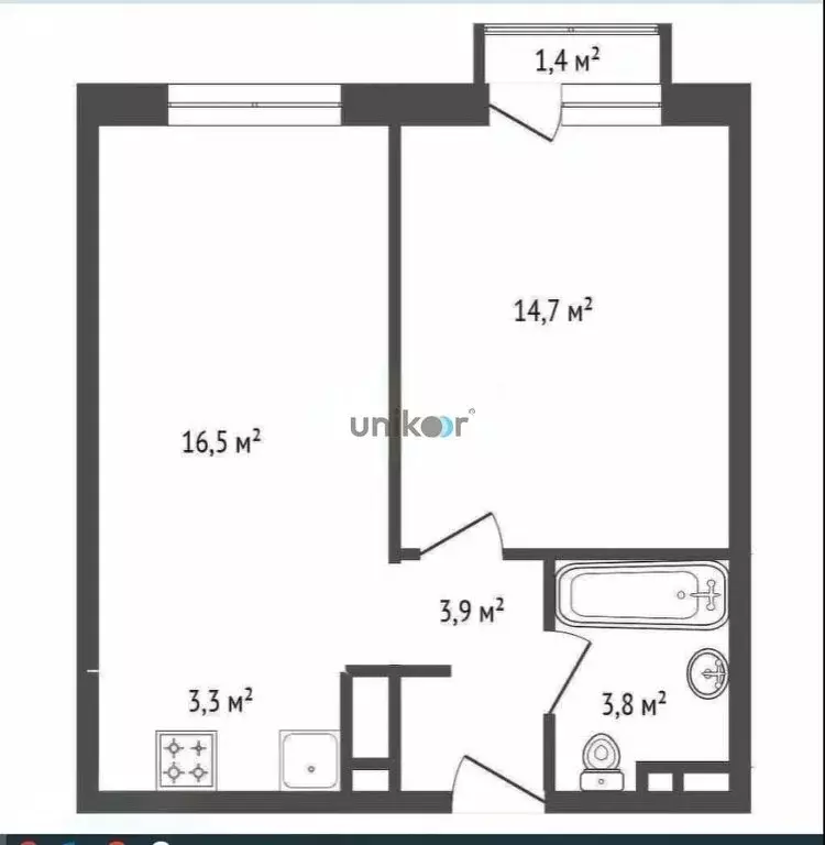 1-комнатная квартира: Уфа, улица Энтузиастов, 7 (42 м) - Фото 0