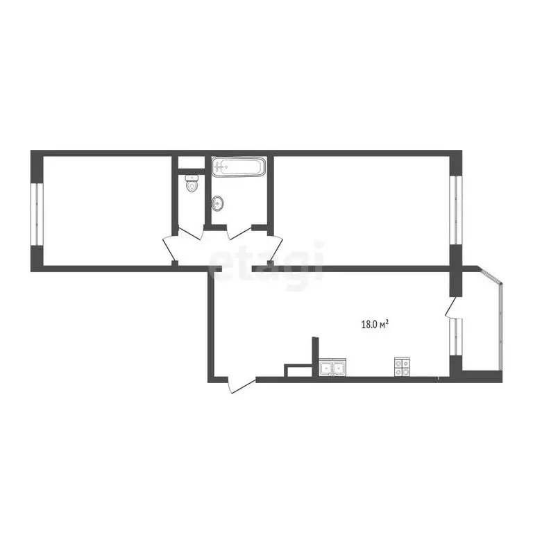 2-комнатная квартира: Тюмень, улица Александра Митинского, 6 (67.7 м) - Фото 1