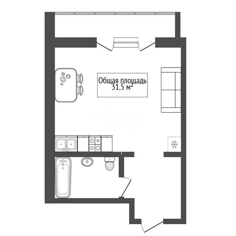 Квартира-студия: Новосибирск, улица Шевченко, 19/1к2 (31 м) - Фото 1