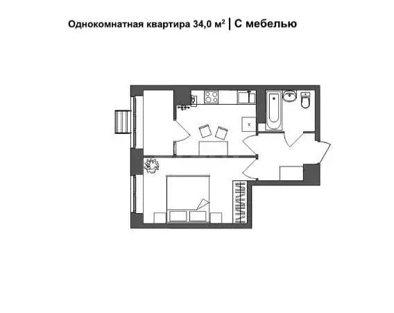 1-комнатная квартира: посёлок Горелки, Ключевая улица, 10 (33 м) - Фото 1