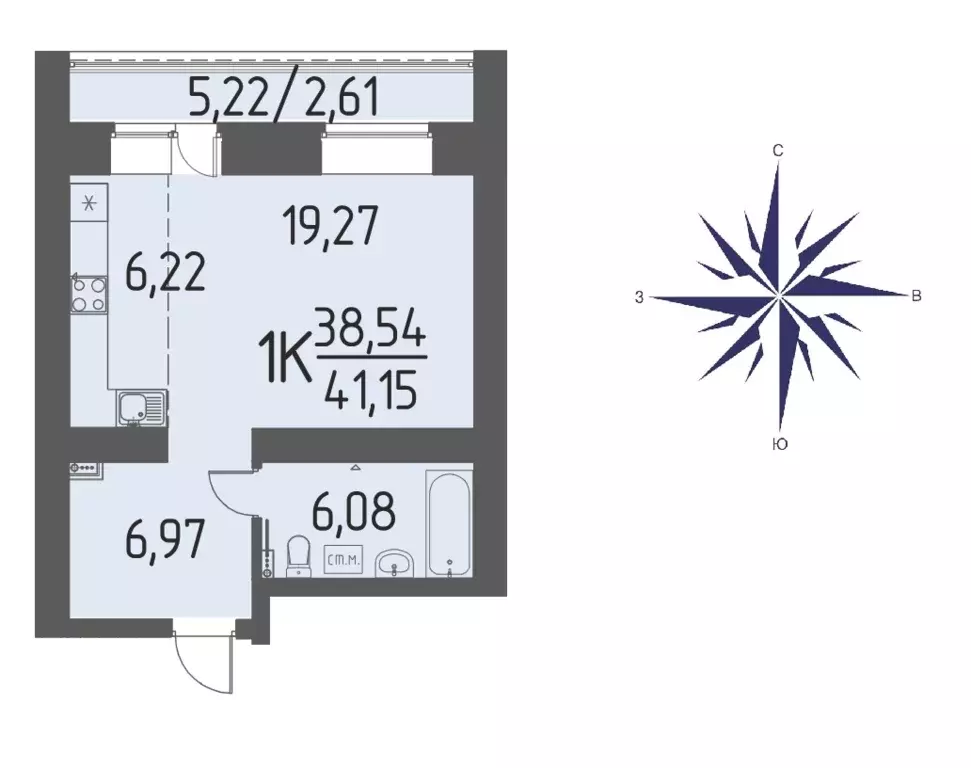 Продаётся 1-к квартира, 41.15 м - Фото 0