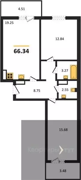 Продаётся 2-к квартира, 66.34 м - Фото 0