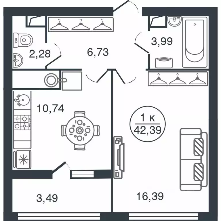 1-к кв. Тверская область, Тверь Бурашевское ш., 60 (42.39 м) - Фото 1