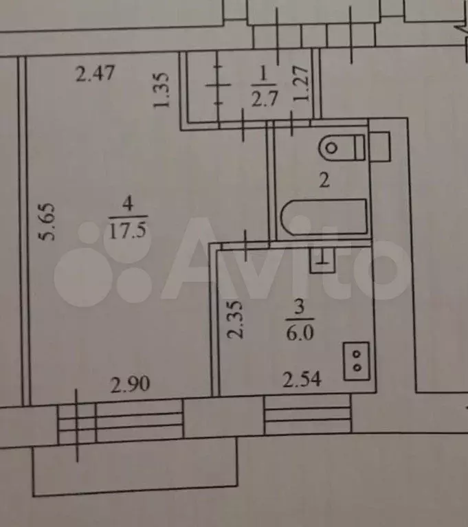 1-к. квартира, 29,3 м, 2/5 эт. - Фото 0