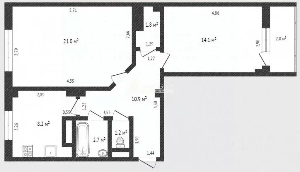 2-к кв. Ямало-Ненецкий АО, Новый Уренгой Тундровый мкр, 3 (59.5 м) - Фото 0