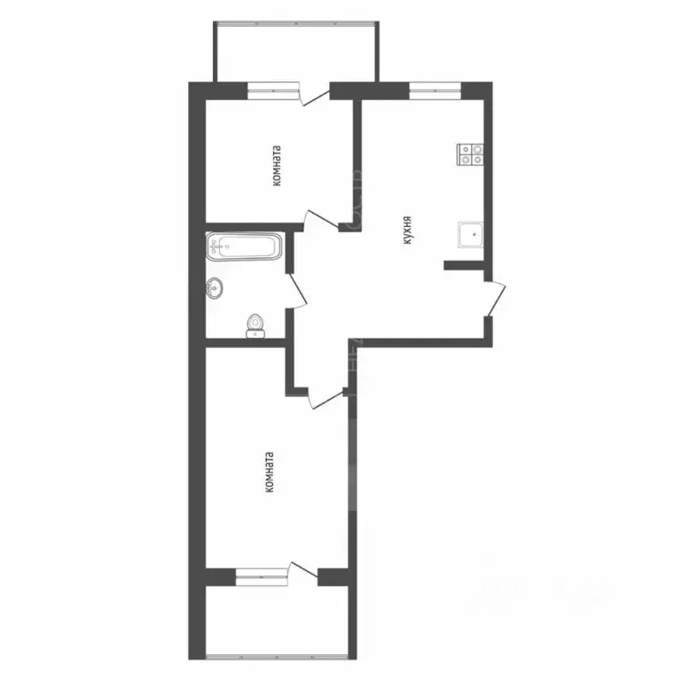 2-к кв. Тюменская область, Тюмень ул. Карла Маркса, 12к3 (55.9 м) - Фото 2