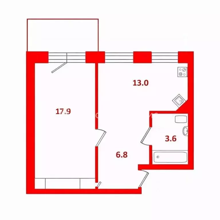 2-к кв. Санкт-Петербург просп. Юрия Гагарина, 14К2 (41.0 м) - Фото 2