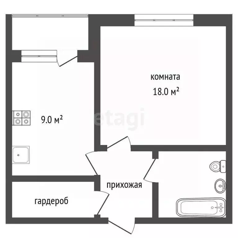 1-к кв. Пермский край, Пермь ул. Козьмы Минина, 5 (36.4 м) - Фото 2