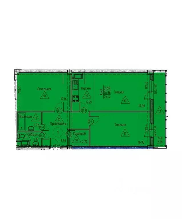 3-к кв. Пензенская область, Пенза ул. Генерала Глазунова, 11 (79.14 м) - Фото 1