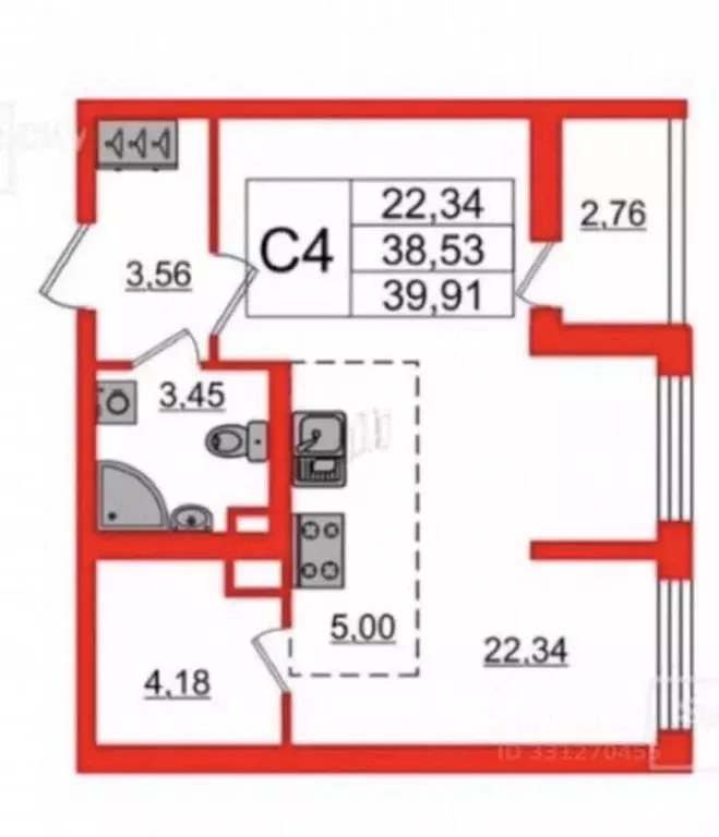 1-к кв. Санкт-Петербург просп. Ветеранов, 175 (38.4 м) - Фото 1