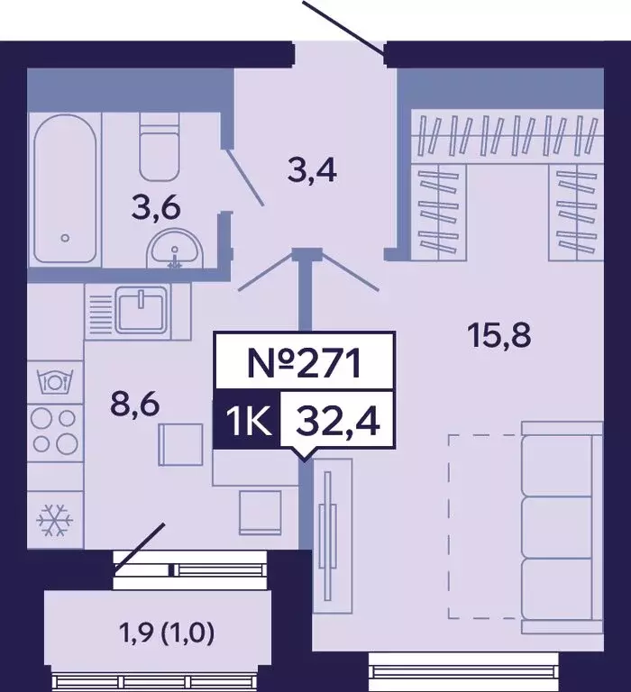 1-комнатная квартира: Якутск, Новопортовская улица, 1Д (32.2 м) - Фото 1