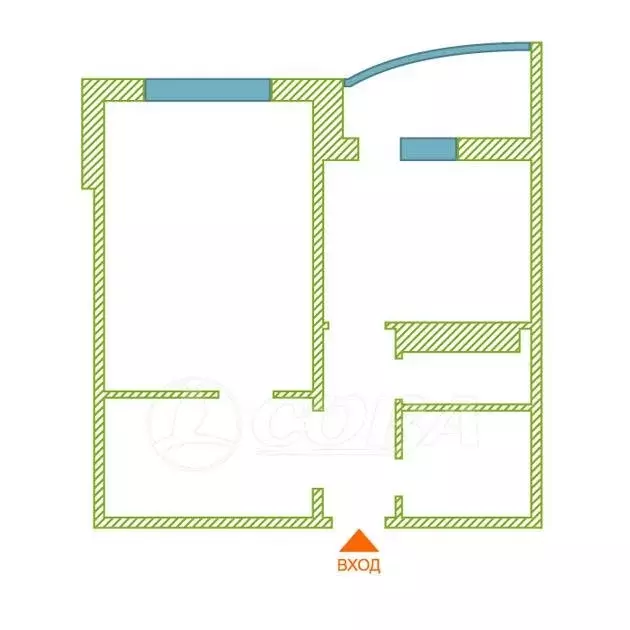 1-комнатная квартира: Тюмень, Широтная улица, 190 (43.3 м) - Фото 2