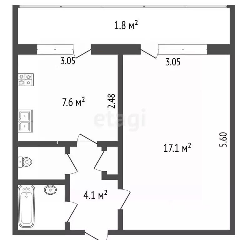 1-к кв. Псковская область, Печоры Юбилейная ул., 3 (32.8 м) - Фото 1