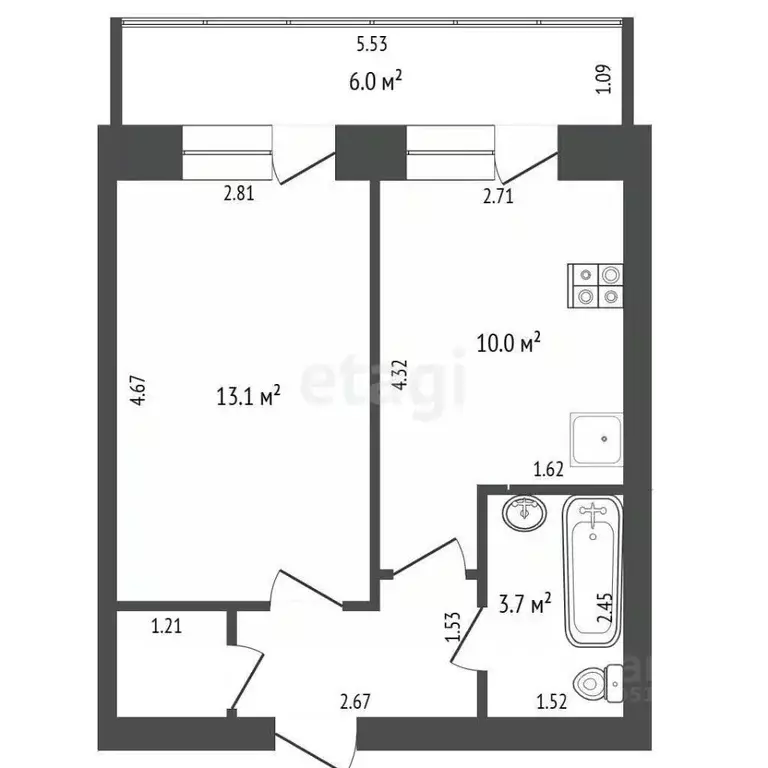 1-к кв. Ростовская область, Аксай ул. Речников, 15к4 (32.0 м) - Фото 2