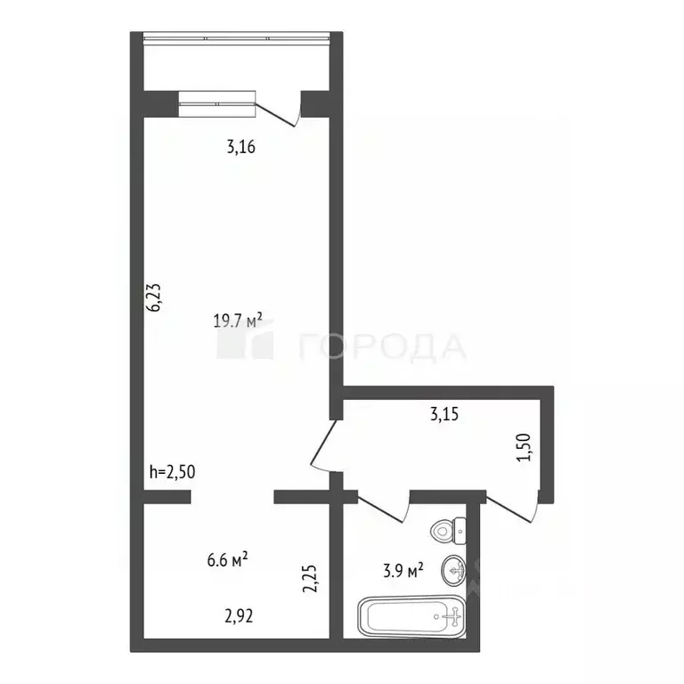 Студия Кемеровская область, Калтан Комсомольская ул., 83 (34.9 м) - Фото 2
