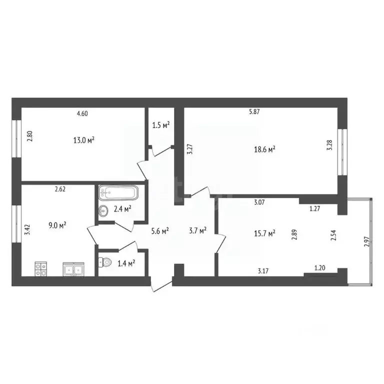 Комната Севастополь ул. Хрусталева, 163 (42.8 м) - Фото 2